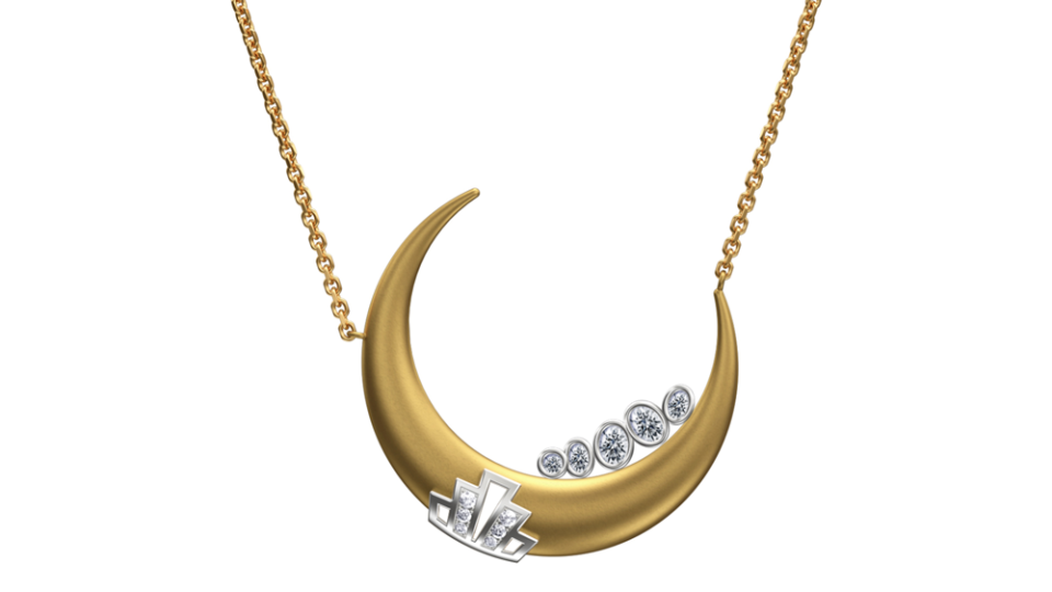 Jessie V E Fam on the Moon Necklace