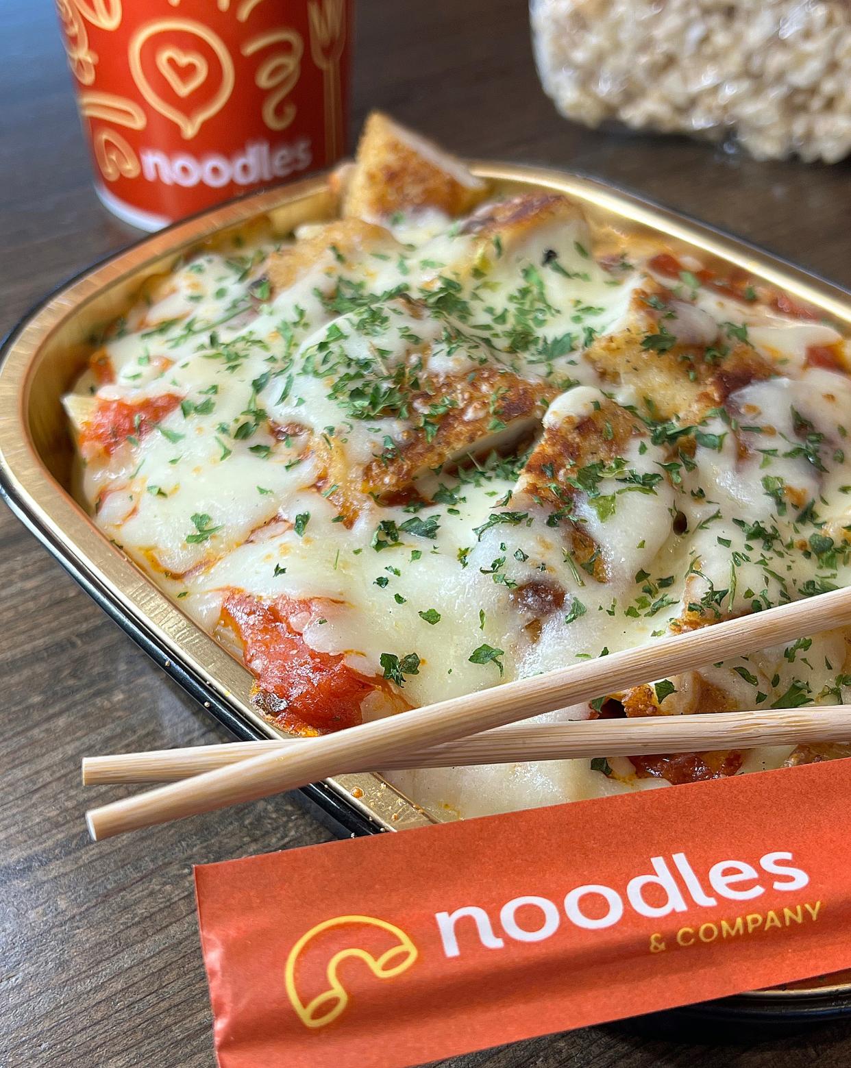 Noodles & Company's chicken parmesan dish at its newest location in Green.