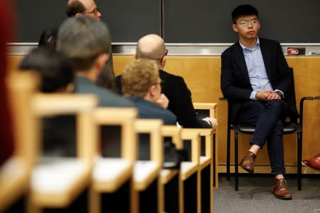 Hong Kong's pro-democracy activist Joshua Wong attends a panel discussion on Anti-Extradition Law Movement in Hong Kong at Columbia University Law School in New York City