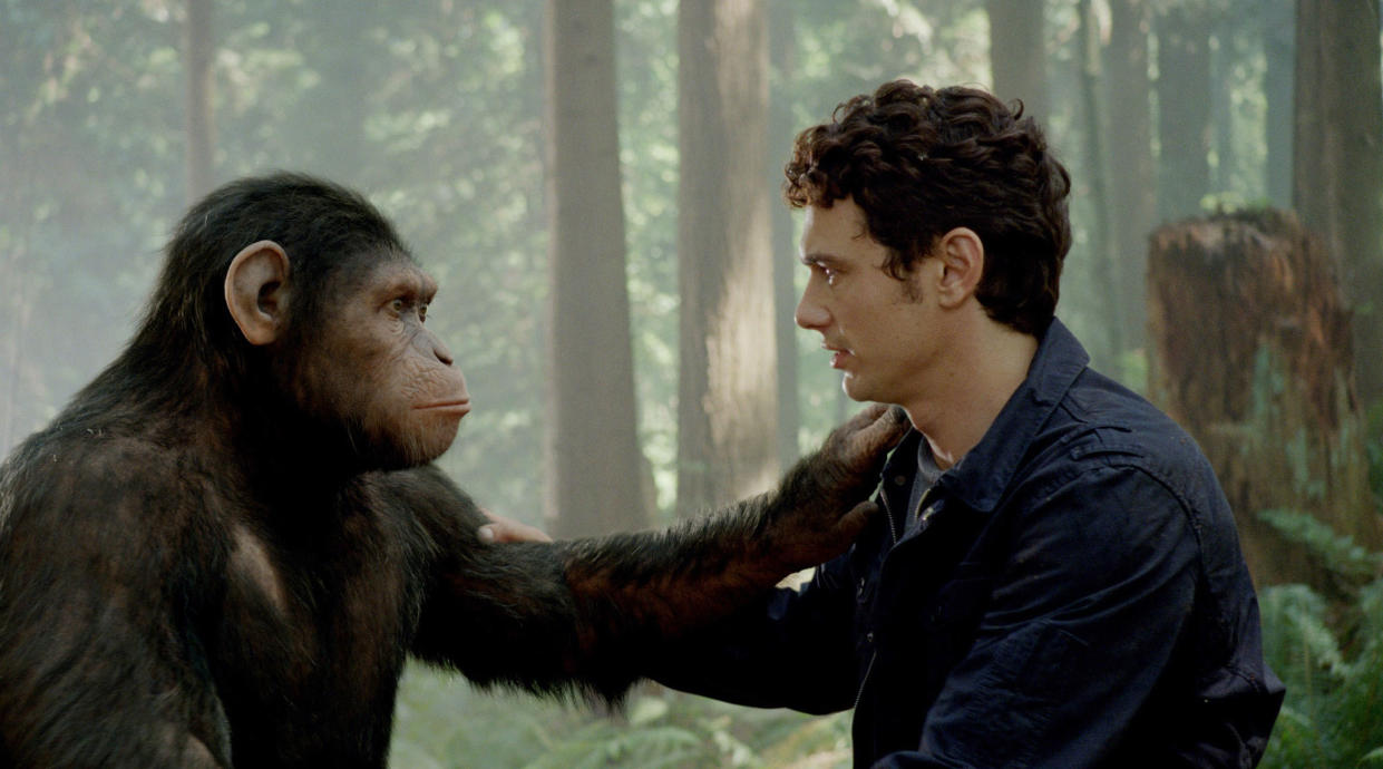 James Franco in Rise of the Planet of the Apes alongside as Caesar