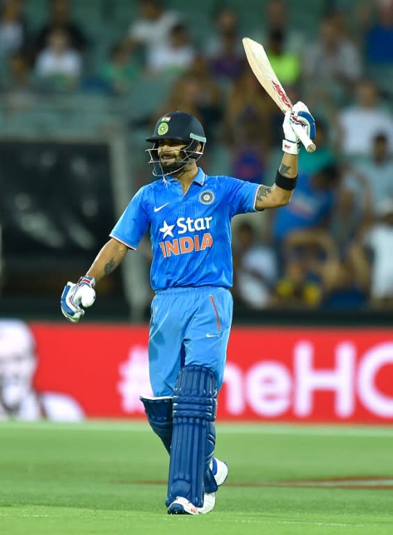 Virat Kohli of India celebrates his half-century during their first Twenty20 match against Australia, at the Adelaide Oval, on January 26, 2016