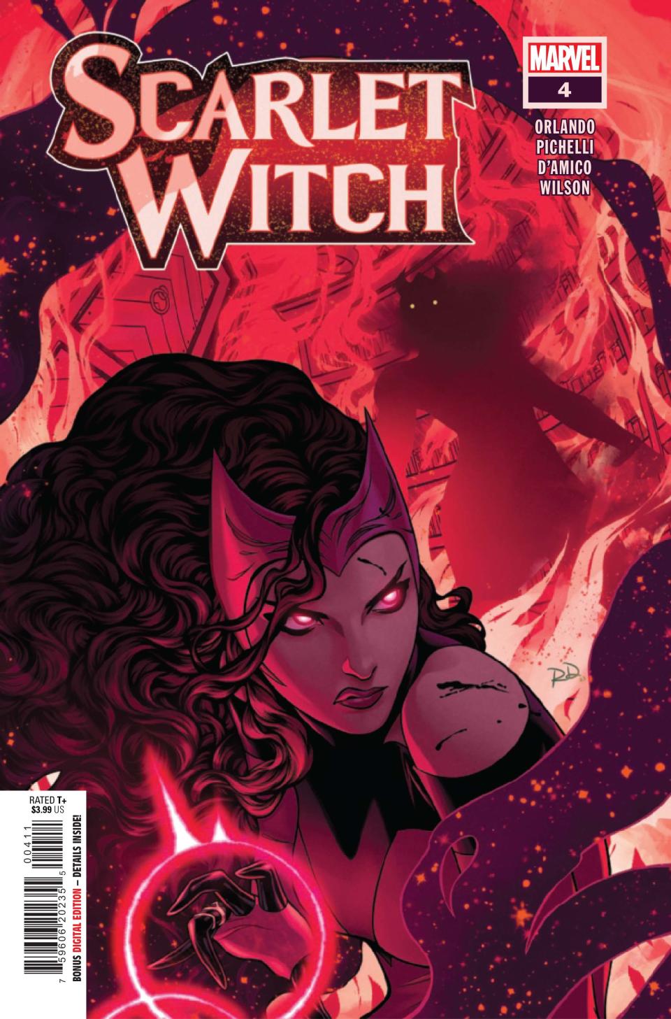 Cover for Scarlet Witch #4 with Wanda staring out at the reader.