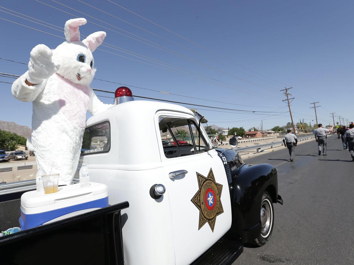 The Easter Bunny rides along in a past NorthEaster Parade.