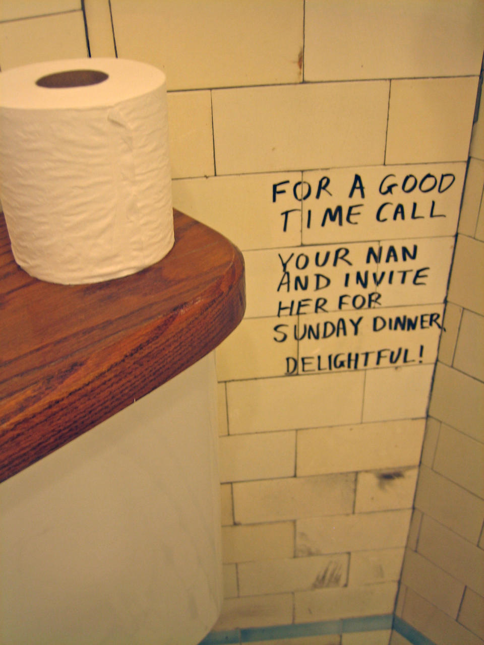 <div class="caption-credit"> Photo by: David Bussell/Hotel Graffiti</div><p> <b>Denver, Colorado, USA. 2011</b> <br> For a good time call your nan [granny] and invite her for Sunday dinner. Delightful! </p> <p> <br> </p>