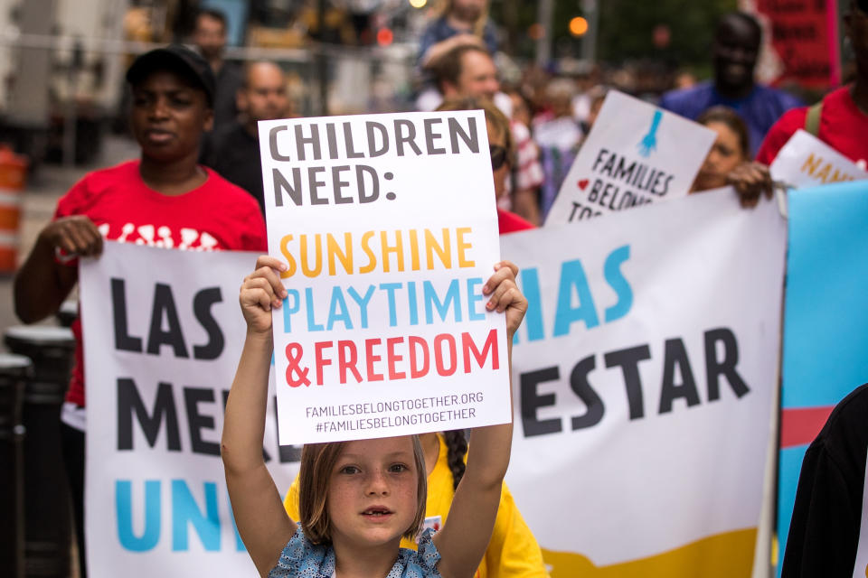 Activists protest against the Trump administrations recent family detention and separation policies for migrants along the southern border.&nbsp; (Photo: Drew Angerer via Getty Images)