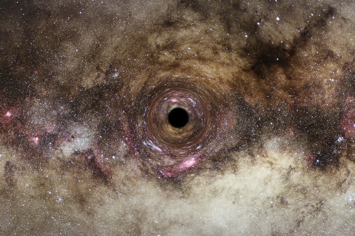 An artist’s impression of a black hole, which are formed when very massive stars collapse at the end of their lifecycle (ESA / Hubble, Digitized Sky Survey / Nick Risinger / N Bartmann / Durham University)