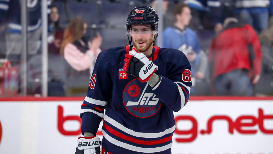 Pierre-Luc Dubois is on the move from Winnipeg to Los Angeles. (Photo by Darcy Finley/NHLI via Getty Images)