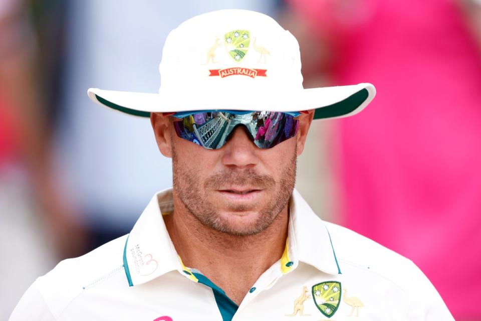David Warner takes to the field on day three of the third Test against Pakistan (Getty Images)