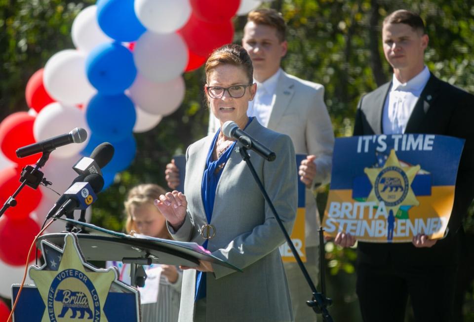 L.A. County Sheriff's Department Capt. Britta Steinbrenner announces her candidacy for L.A. County sheriff.