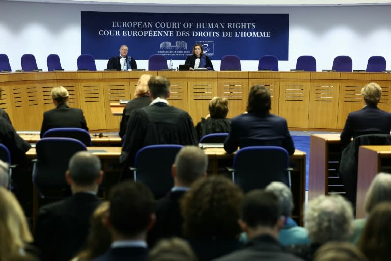 La presidenta del Tribunal Europeo de Derechos Humanos, Siofra O'Leary, durante la audiencia sobre la responsabilidad de los Estados ante el calentamiento global, el 9 de abril de 2024 en Estrasburgo, Francia (Frederick Florin)