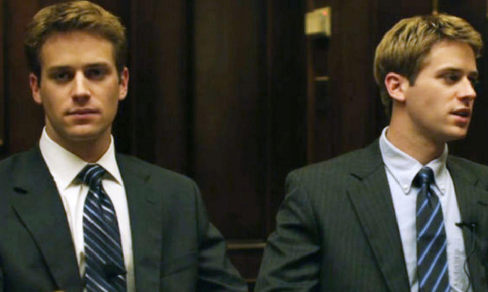 Armie Hammer played the Winklevoss twins Cameron and Tyler Winklevoss in 2010's The Social Network which earned him much attention from Hollywood.