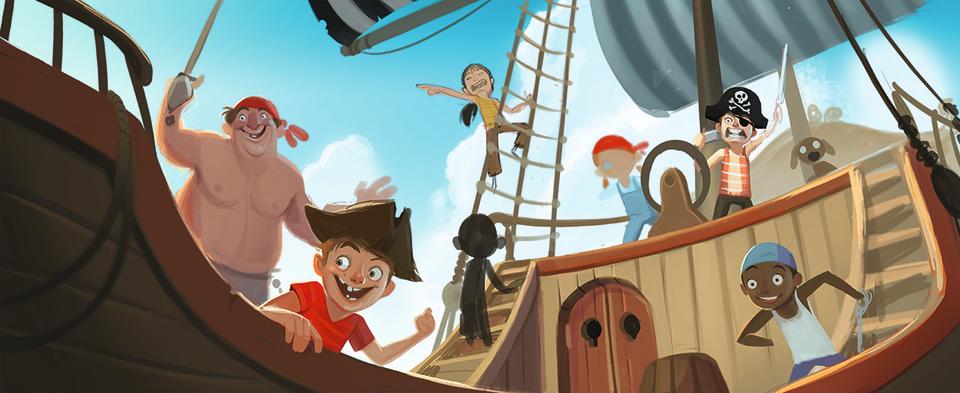 Meet the artist Kenneth Anderson; a  colour version of a pirate ship sketch