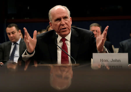 Former CIA director John Brennan testifies before the House Intelligence Committee to take questions on “Russian active measures during the 2016 election campaign” in the U.S. Capitol in Washington, U.S., May 23, 2017. REUTERS/Kevin Lamarque