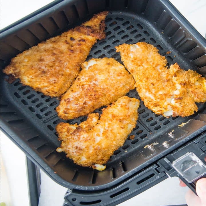 Breaded fish in the air fryer.