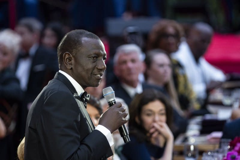 William Ruto, Kenya's president, speaks during a toast to US President Joe Biden during a state dinner at the White House in Washington on Thursday. Photo by Al Drago/UPI