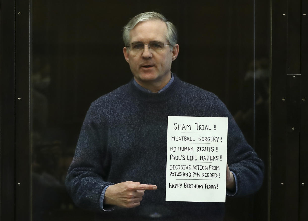 American citizen Paul Whelan attends a sentencing hearing at the Moscow City Court on charges of espionage against Russia on June 15, 2020. (Anton Novoderezhkin/TASS via Getty Images)