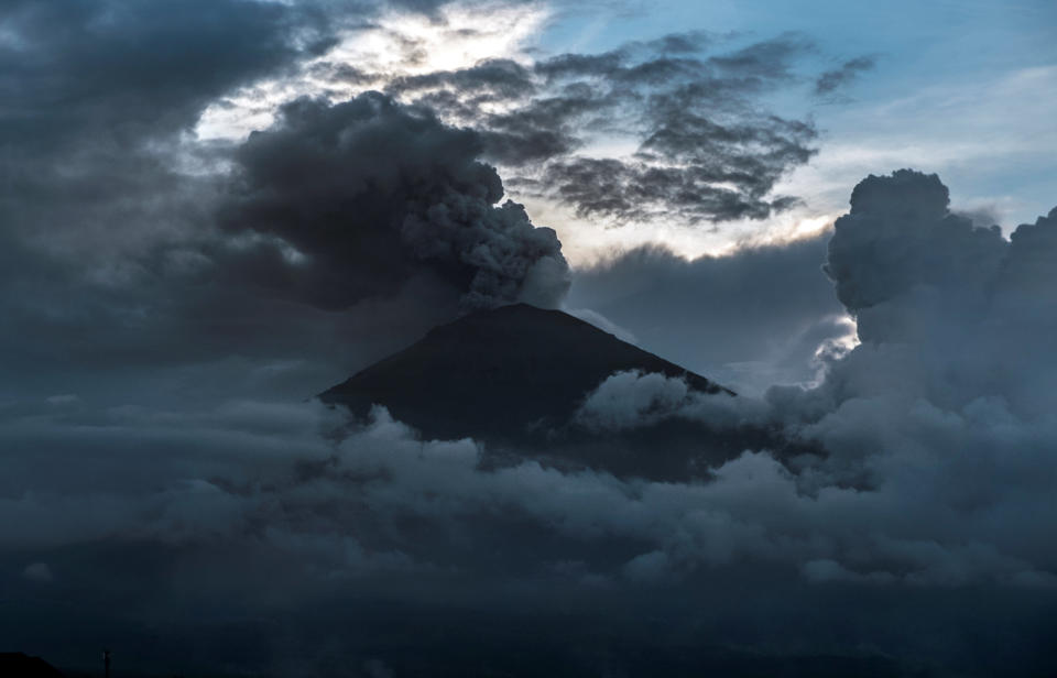 Mount Agung as seen from the&nbsp;coastal town of Amed, in Bali, Indonesia, on Friday.&nbsp;