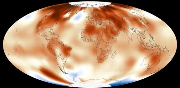 NOAA visualization showing global temperature changes from 1880 to 2016.