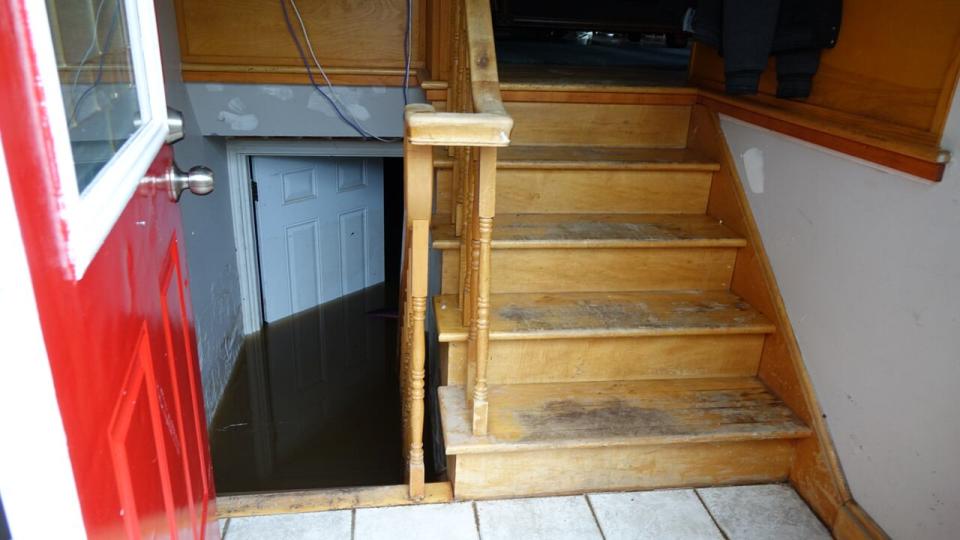 The basement of a home on Union Street in Bedford, N.S., is filled with water after torrential downpours flooded the area.