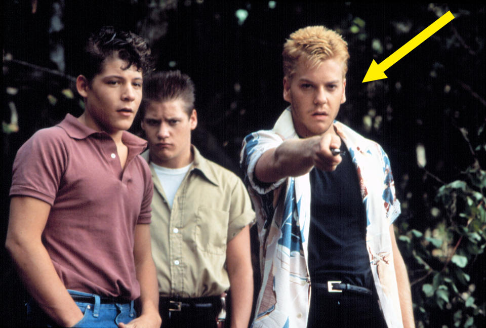 Kiefer with spiked hair in a scene from "The Outsiders"