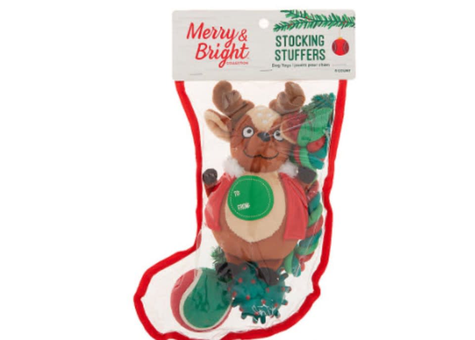 Merry & Bright™ Holiday Stocking Stuffers Dog Toys. (Image via PetSmart)