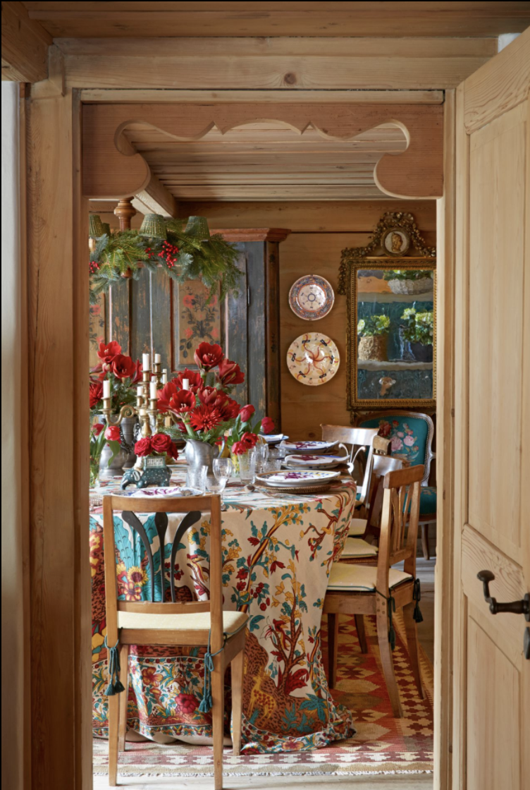 <p>Leftover Christmas decor, a vibrant variety of blooms, and heavily patterned textiles create a beautiful scene to enliven guests after a big night of celebrating. Here, at Nussbaumer's vacation home in Switzerland, her family can gather around a hot breakfast and chat about how the rest of festivities played out once they went their separate ways. This year, it can serve as a place for loved ones to share what they were thankful for in 2020 and their hopes for 2021 alongside a steaming cup of coffee.</p>