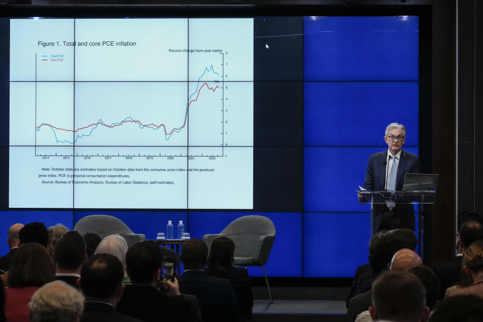 WASHINGTON, DC - NOVEMBER 30: Chair of the U.S. Federal Reserve Jerome Powell speaks at the Brookings Institution, November 30, 2022 in Washington, DC. Powell discussed the economic outlook, inflation and the labor market. (Photo by Drew Angerer/Getty Images)