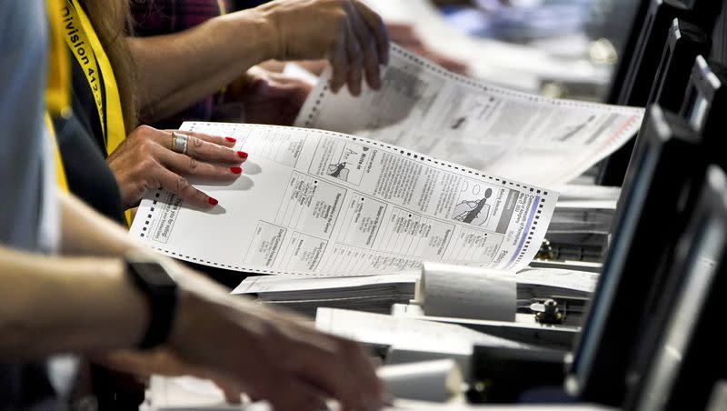 Election workers in Pittsburgh process ballots from the 2022 Pennsylvania primary on June 1, 2022. Threatening letters sent to local election offices in at least five states, some including fentanyl, are the latest concern for local election workers around the country, who have faced harassment and even death threats since the 2020 presidential election.