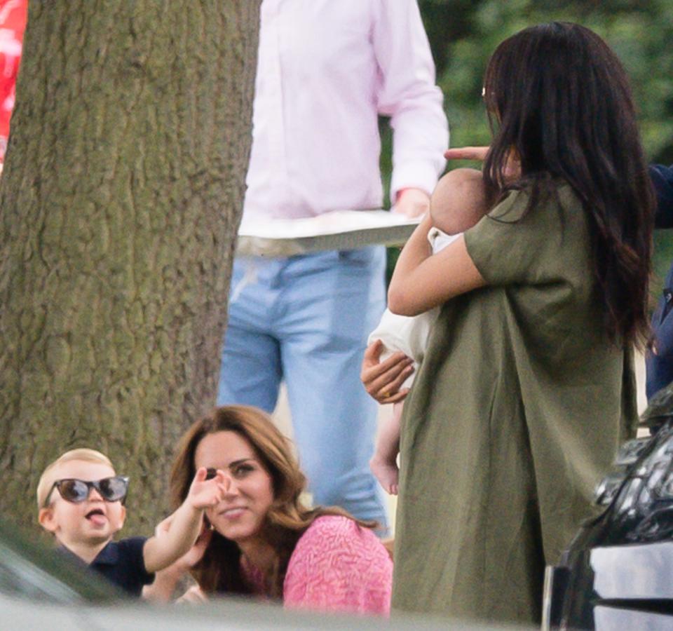 Kate Middleton, Prince Louise, Meghan Markle, and Archie Mountbatten-Windsor in 2019.