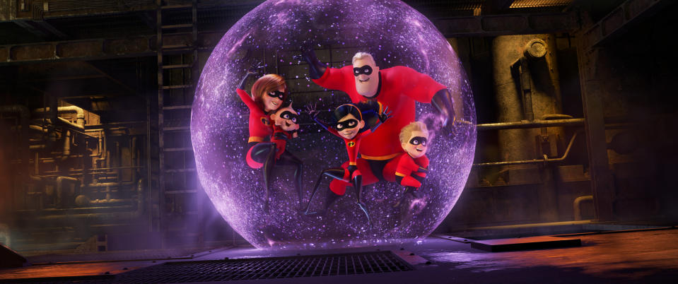 The Parr family in Violet's bubble