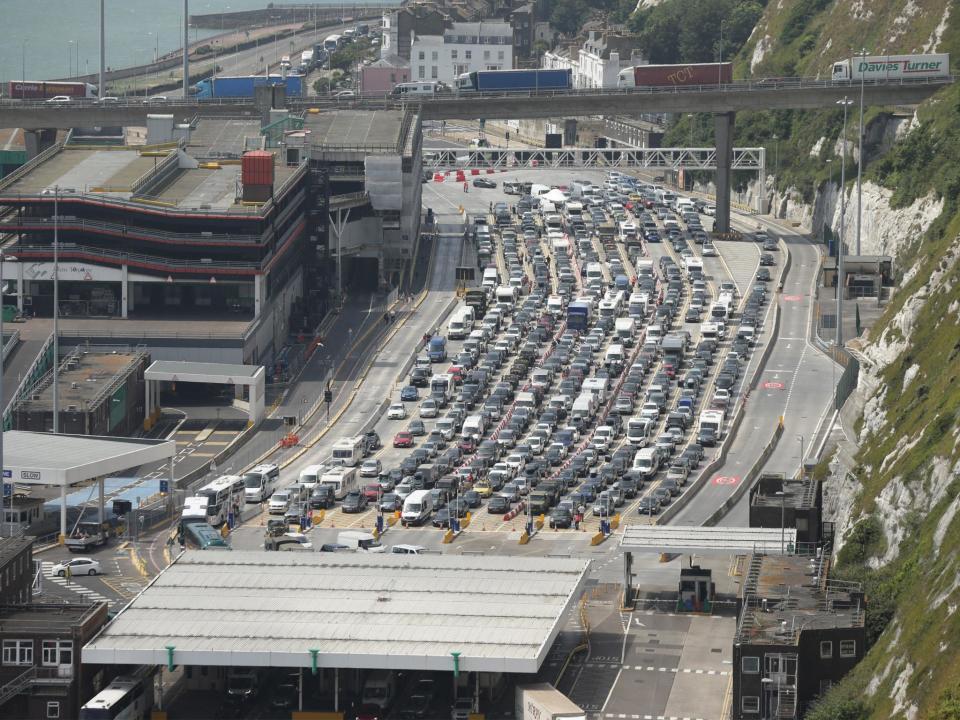 Vehicles queuing at the Port of Dover in Kent: Yui Mok/PA Archive