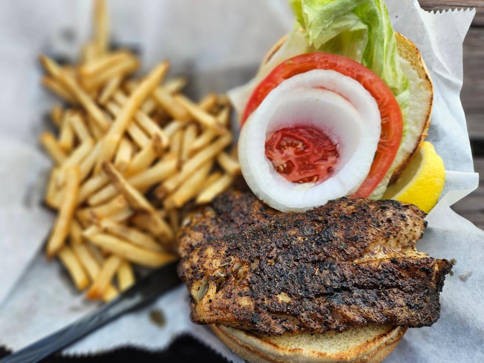 A blackened grouper sandwich at Cortez Kitchen, at 4528 119th St. W., Cortez, photographed Saturday, Aug. 5, 2023.
