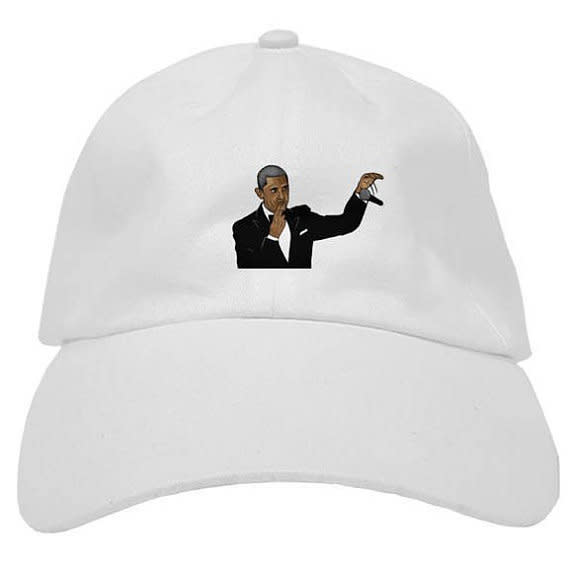 Buy the <a href="https://www.etsy.com/listing/538904707/barack-obama-drop-mic-low-profile-hat?ref=shop_home_active_15" target="_blank">Free Verse Apparel "Barack Obama Mic Drop" hat </a>for $20