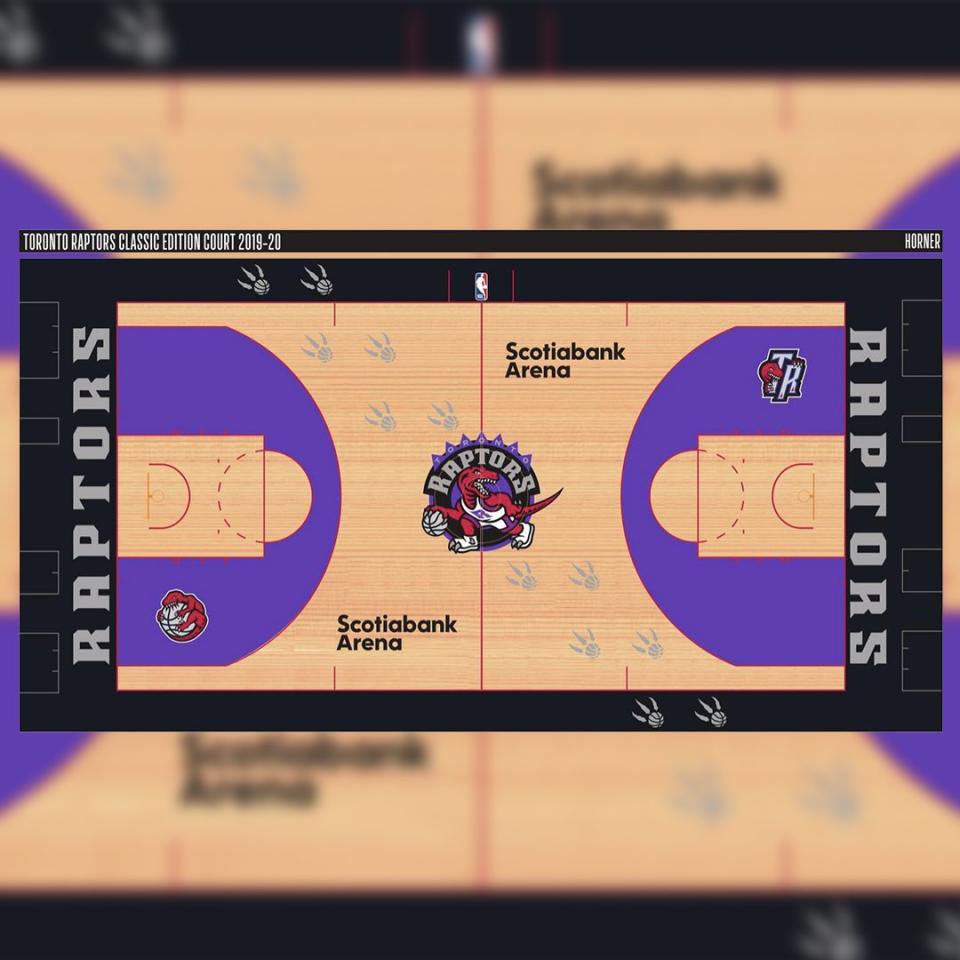 The Toronto Raptors could be using a throwback design for one of their courts in 2019-20. (Yahoo Sports Canada via NBA Reddit) 