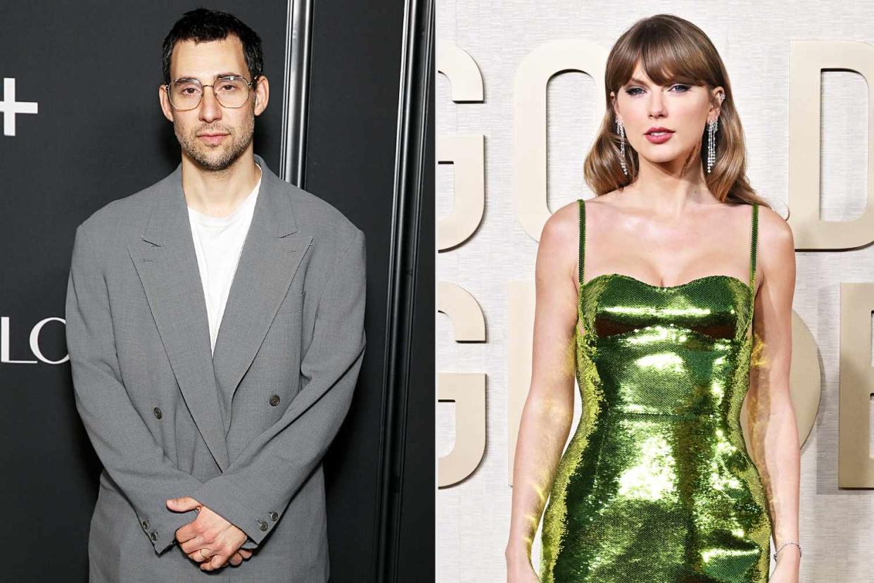 <p>Dominik Bindl/WireImage; Axelle/Bauer-Griffin/FilmMagic</p> Jack Antonoff (left) and Taylor Swift