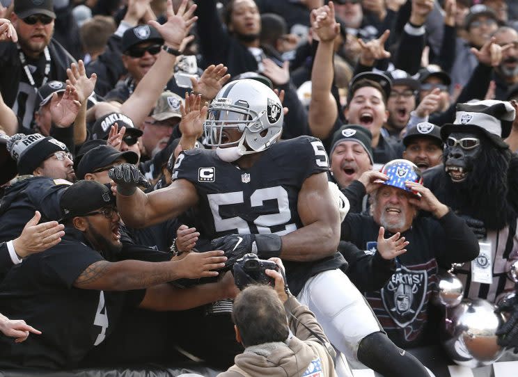 Khalil Mack was named NFL defensive player of the year. (AP)