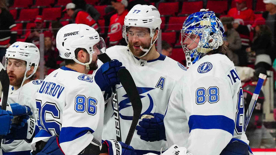 The Lightning gave Andrei Vasilevskiy (88) plenty of support in his return from injury. (James Guillory-USA TODAY Sports)