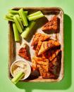 <p>Quicker to make and easier to eat than <a href="https://www.delish.com/cooking/recipe-ideas/recipes/a51133/classic-buffalo-wings-recipe/" rel="nofollow noopener" target="_blank" data-ylk="slk:Buffalo chicken wings;elm:context_link;itc:0;sec:content-canvas" class="link ">Buffalo chicken wings</a>, this plant-based version swaps chicken for snackable triangles of <a href="https://www.delish.com/food-news/a40973028/what-is-tempeh/" rel="nofollow noopener" target="_blank" data-ylk="slk:tempeh;elm:context_link;itc:0;sec:content-canvas" class="link ">tempeh</a> to mimic the crowd-pleasing appetizer.</p><p>Get the <strong><a href="https://www.delish.com/cooking/recipe-ideas/a36973370/tempeh-wings-recipe/" rel="nofollow noopener" target="_blank" data-ylk="slk:Tempeh Buffalo “Wings” recipe;elm:context_link;itc:0;sec:content-canvas" class="link ">Tempeh Buffalo “Wings” recipe</a></strong>.</p>
