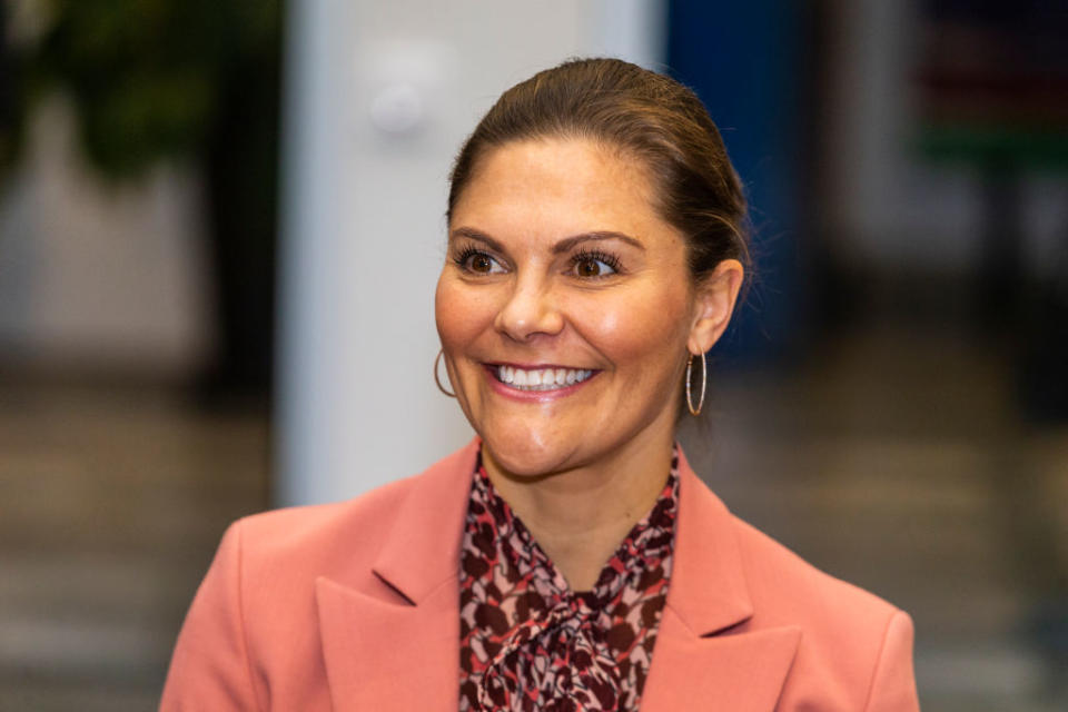 Crown Princess Victoria has appeared in a glamorous shoot to mark her 10 year wedding anniversary, pictures here in February 2020. (Getty Images)