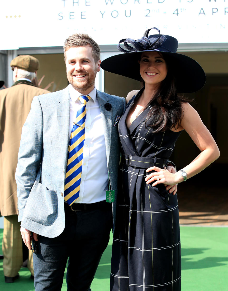 Sam Quek (right) with Tom Mairs (left) during Grand National Day of the 2019 Randox Health Grand National Festival at Aintree Racecourse. (Photo by Peter Byrne/PA Images via Getty Images)