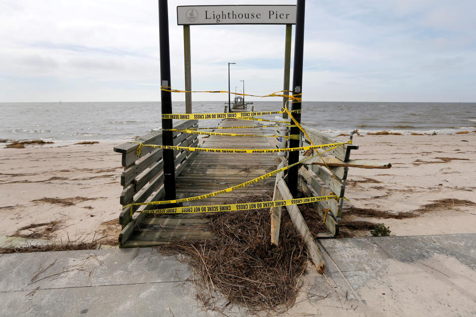 <p>Lighthouse Pier is seen damaged by Hurricane Nate, in Biloxi, Mississippi, U.S., October 8, 2017. (Photo: Jonathan Bachman/Reuters) </p>