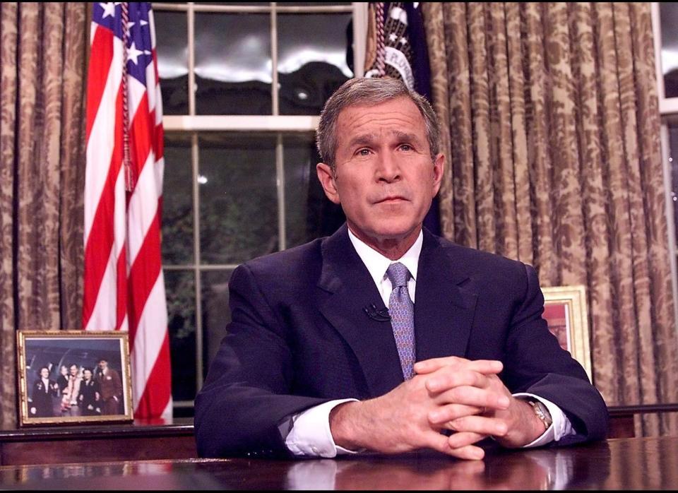 President Bush gave his final <a href="http://articles.cnn.com/2001-09-11/us/bush.speech.text_1_attacks-deadly-terrorist-acts-despicable-acts?_s=PM:US" target="_hplink">address</a> of the day from the White House at 8:30 p.m.  From the Oval Office, the president informed Americans that he had implemented federal emergency response plans, noting emergency teams and the military were already at work:  <blockquote>Today, our fellow citizens, our way of life, our very freedom came under attack in a series of deliberate and deadly terrorist acts.<br><br>The victims were in airplanes or in their offices -- secretaries, businessmen and women, military and federal workers. Moms and dads. Friends and neighbors.<br><br>Thousands of lives were suddenly ended by evil, despicable acts of terror.<br><br>The pictures of airplanes flying into buildings, fires burning, huge structures collapsing, have filled us with disbelief, terrible sadness and a quiet, unyielding anger.<br><br>These acts of mass murder were intended to frighten our nation into chaos and retreat. But they have failed. Our country is strong. A great people has been moved to defend a great nation.</blockquote>