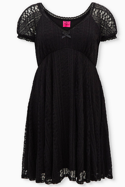 Black Lace Puff Sleeve Sweetheart Skater Dress (Photo via Torrid)