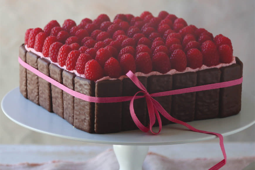 Choc raspberry Tim Tam cheesecake