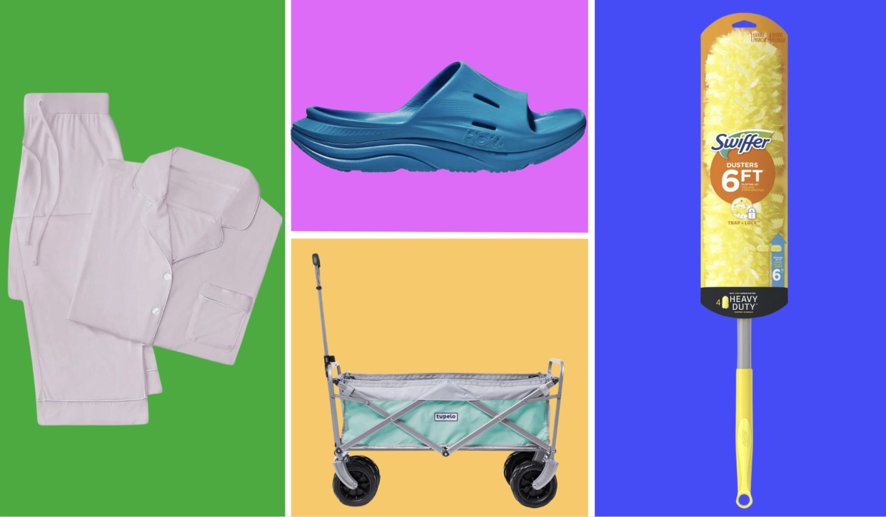 editor favorites: cozy earth pajamas, hoka slides, swiffer duster, tupelo rolling cart