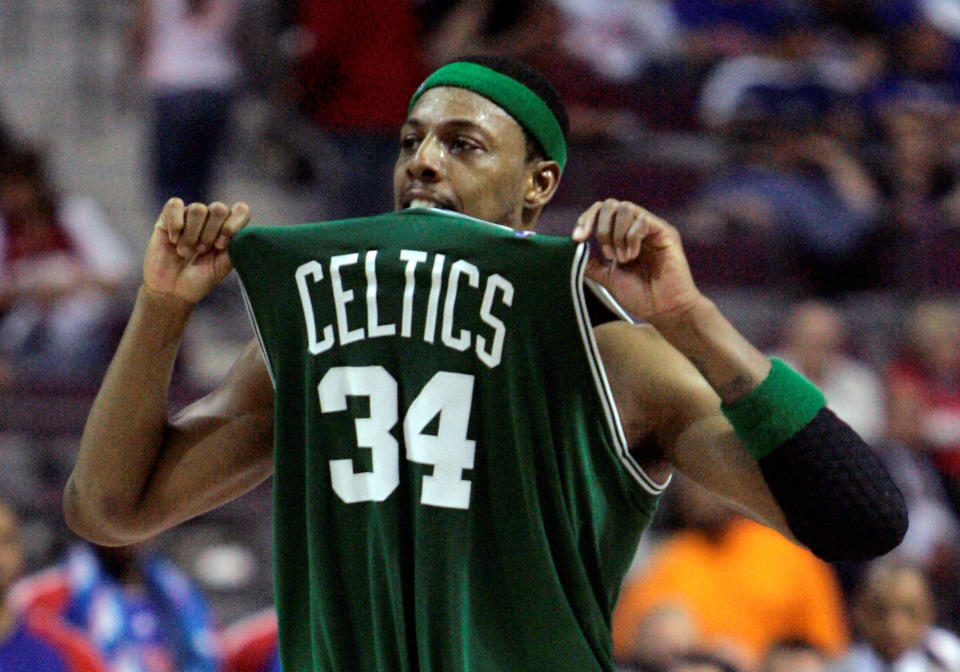 Paul Pierce’s No. 34 will be raised to the TD Garden rafters on Feb. 11. (AP)