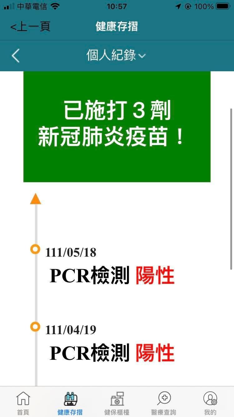 黃瓊慧隔不到1個月PCR驗出2次陽性。（圖／翻攝自黃瓊慧臉書）