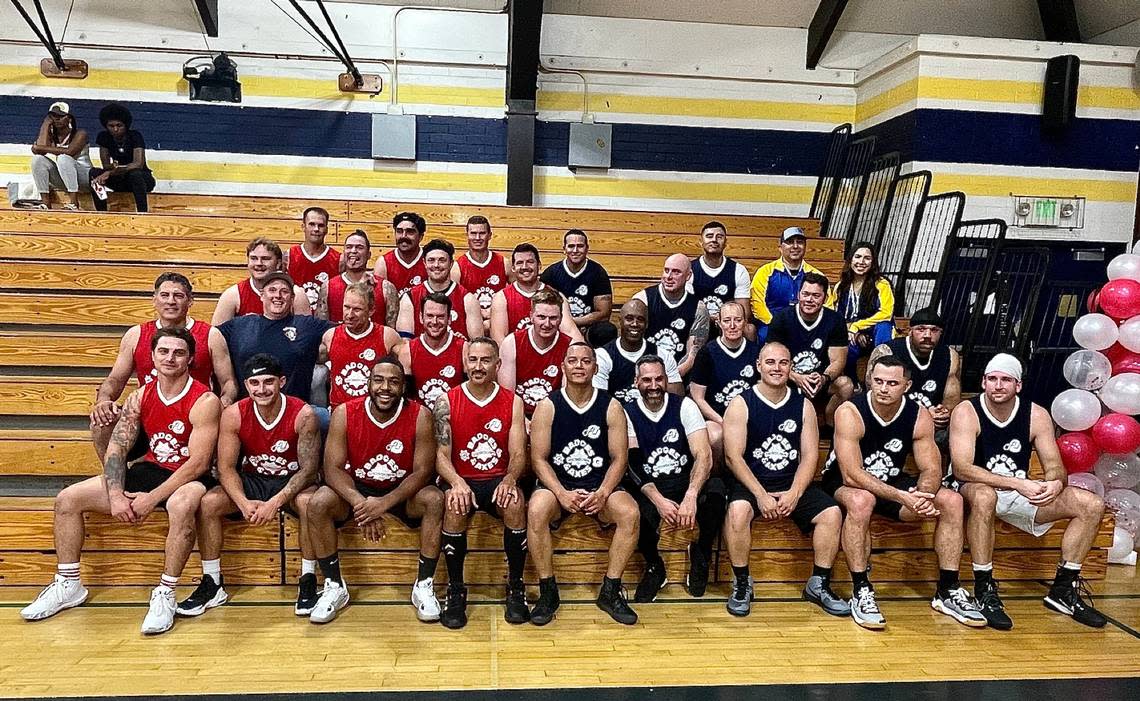 The first responders of Elk Grove, both police and firefighters, faced off in a charity basketball game called “Badges and Axes Showdown” on Saturday, Oct. 14, 2023.