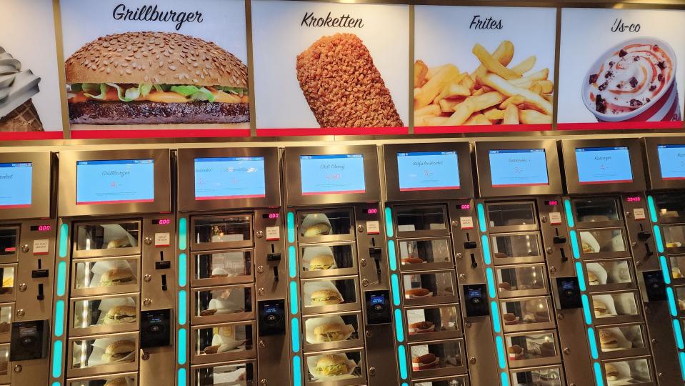 Amsterdam has automats, fast food restaurants with rows of heated vending machines where you can grab a food item. Febo is one of the shops.