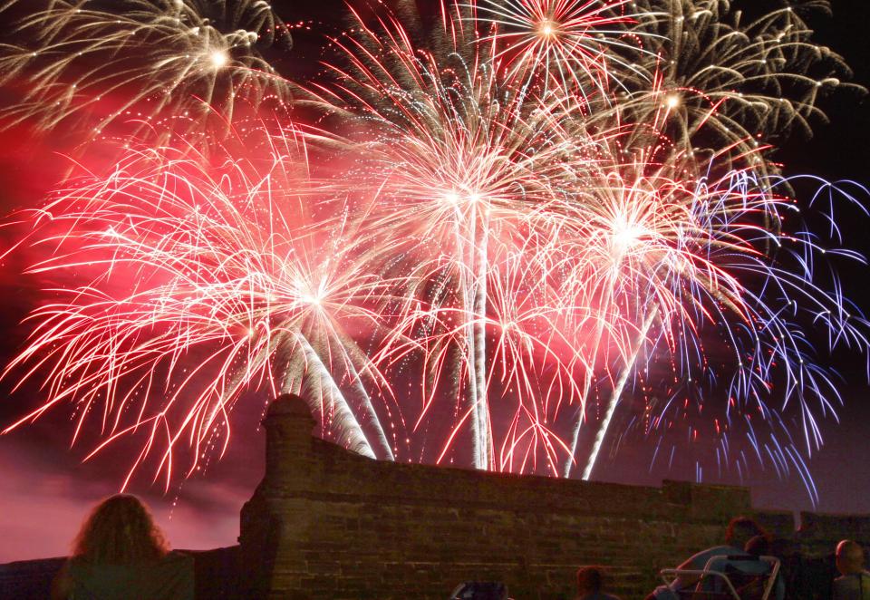 Fireworks explode in the sky over the Castillo de San Marcos during a 20-minute display in this 2015 file photo.